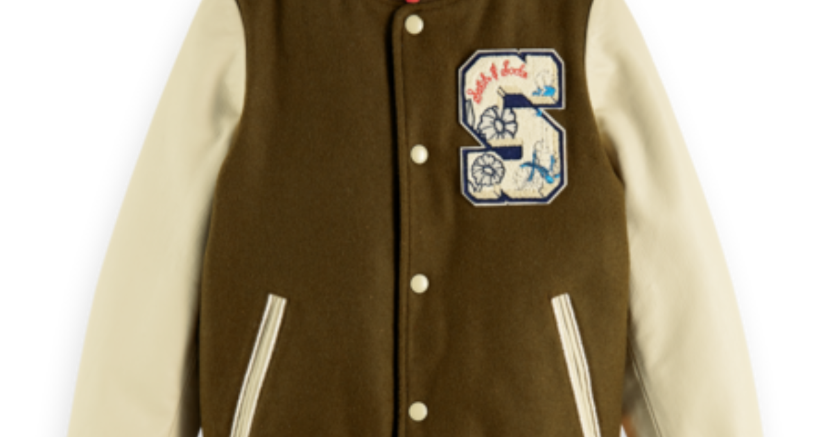 Scotch Shrunk Wool college jacket with leather… Kindermodehuis.nl